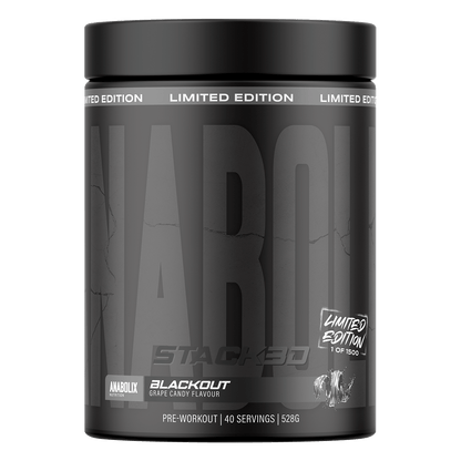 Grape candy Stack3d pre-workout by Anabolix, 528g black tub marked limited edition, 1 of 1500