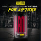 Anabolix Mammoth Pro Gainer banana 1.5kg tub, muscle gain supplement with bold red label in gym setting