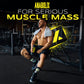 Anabolix branding with muscular athlete resting in gym, shaker bottle and muscle mass supplement theme