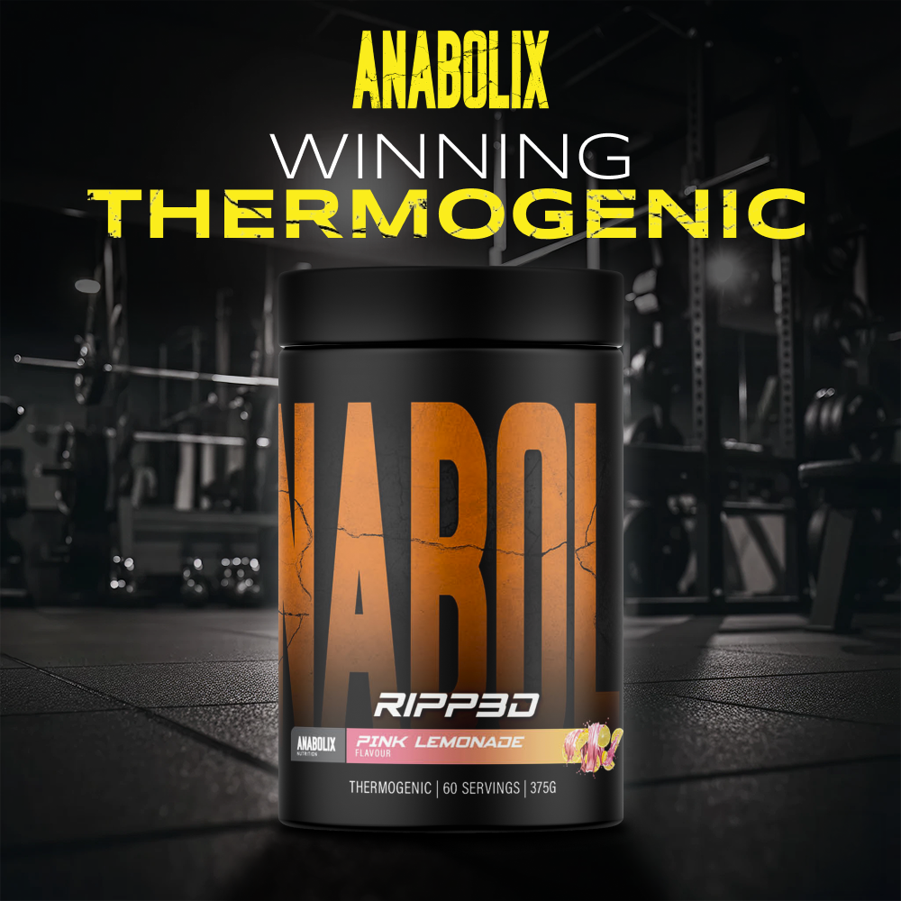 Anabolix thermogenic pre workout Ripp3D pink lemonade flavour, 375g container, metabolism and fat loss supplement