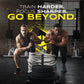 High intensity sled push exercise with athletes in gym, Anabolix branding and “Train harder, focus sharper” message