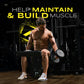Fitness athlete bench curling dumbbell, build muscle message with gym workout supplement lifestyle image