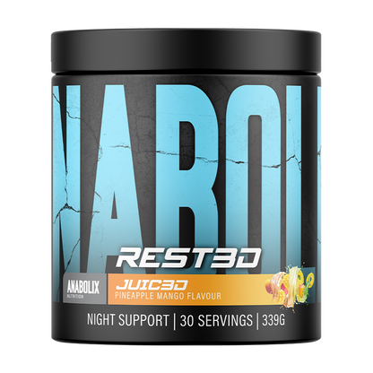 Pineapple mango JUIC3D REST3D by Anabolix, 339g black tub for night support with 30 servings