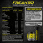 NAR Freak3D pre-workout blackcurrant flavour 375g tub with shaker, nutrition panel and directions