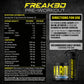 NAR Freak3D blue slushie pre-workout powder 375g tub, black packaging with nutrition info panel and shaker